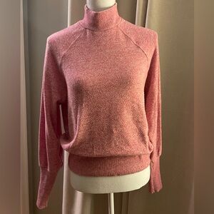 Anthropologie Maeve Laney Size XS Mock Turtleneck Sweater Pink Bishop Sleeve